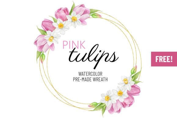 Download FREE Tulip and Daffodil Flowers Wreath - Wreath Collection