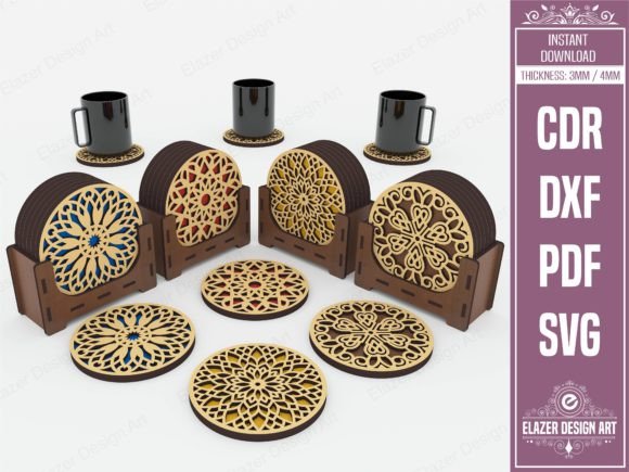 Download 4 Decorative Pattern Boxed Coasters - Decorative Collection