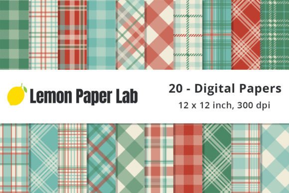 Download Vintage Christmas Plaid Digital Paper - Christmas Collection