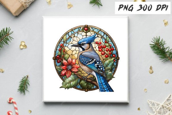 Download Blue Jay Christmas Stained Glass Clipart - Christmas Collection