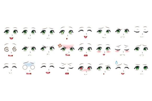Download Manga Expression. Anime Girl Facial - Expression Collection