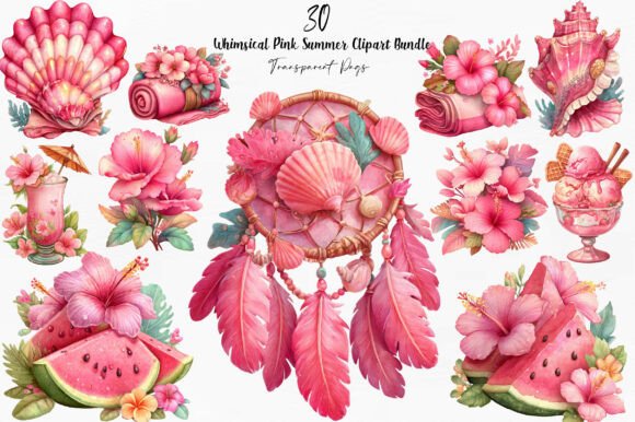 Download Whimsical Pink Summer Clipart - Pink summer Collection