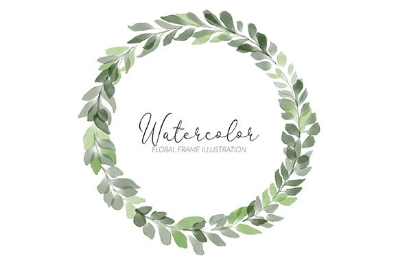 Download Watercolor Green Leaf Circle Wreath - Wreath Collection