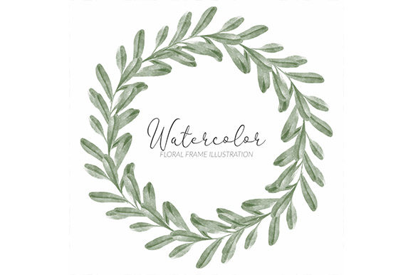 Download Watercolor Green Leaf Wreath Frame - Wreath Collection