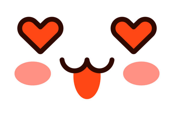 Download Kawaii Heart Eyes Expression. Tongue out - Expression Collection