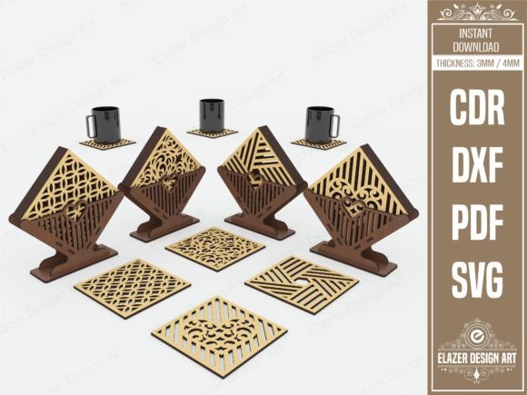 Download 4 Decorative Pattern Boxed Coaster - Decorative Collection