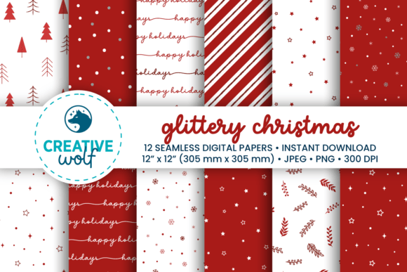 Download Glittery Christmas Digital Paper Pack - Christmas Collection
