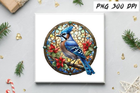 Download Blue Jay Christmas Stained Glass Clipart - Christmas Collection