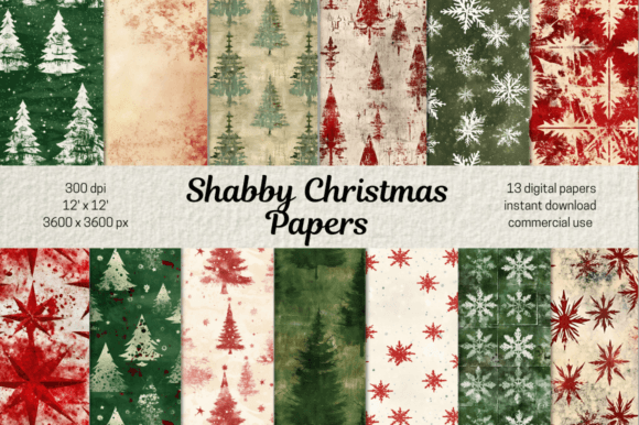 Download Retro Christmas Scrapbooking Papers Set - Christmas Collection