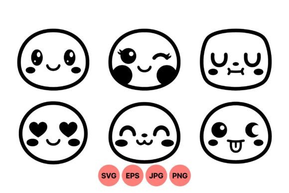 Download Cute Kawaii Face Expression SVG - Expression Collection