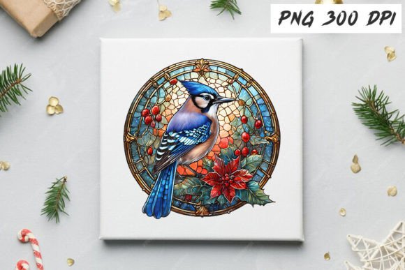 Download Blue Jay Christmas Stained Glass - Christmas Collection