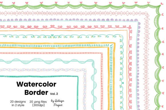 Download 20 Doodle Watercolor Border, Decorative - Decorative Collection