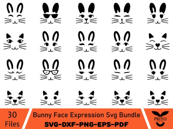 Download Bunny Face Expression Svg Bundle - Expression Collection